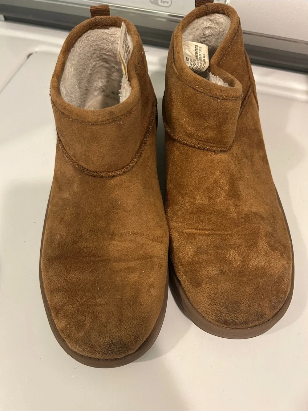 Kids Cozy faux Suede Ankle Boots with Plush Lining - Chestnut Brown